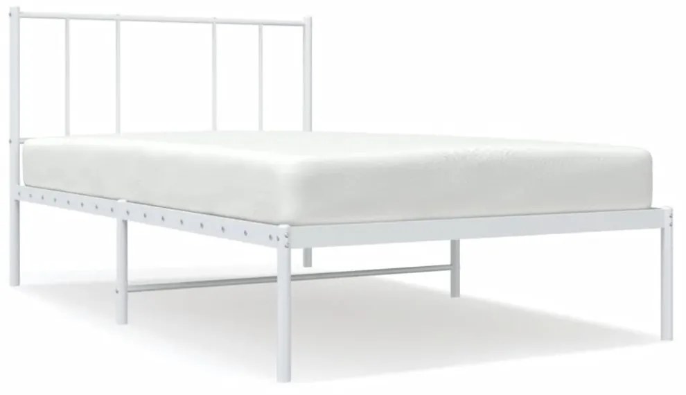 fehér fém ágykeret fejtámlával 100x200 cm