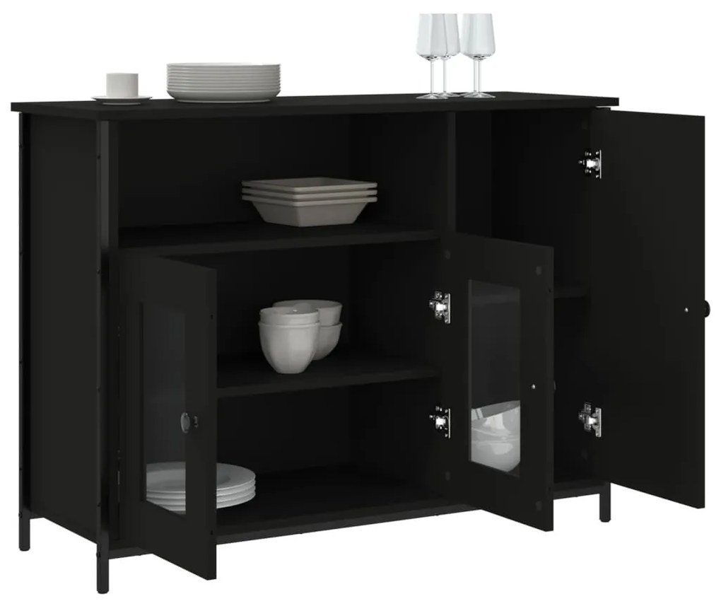 fekete szerelt fa tálalószekrény 100 x 35 x 75 cm