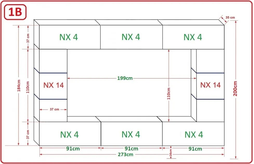 Prince Barcelona Concept 61 nappali bútor szett magasfényű fehér (273cm)