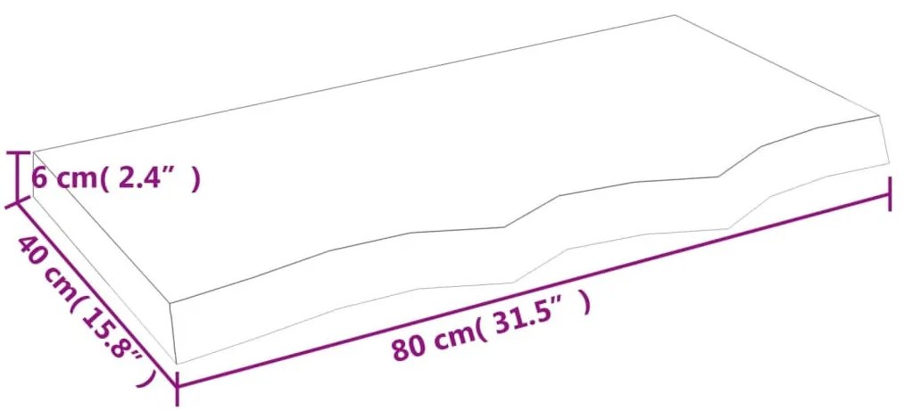 kezeletlen tömör tölgyfa fali polc 80x40x(2-6) cm