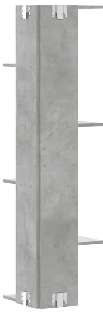 betonszürke szerelt fa fali sarokpolc 36,5 x 36,5 x 140 cm