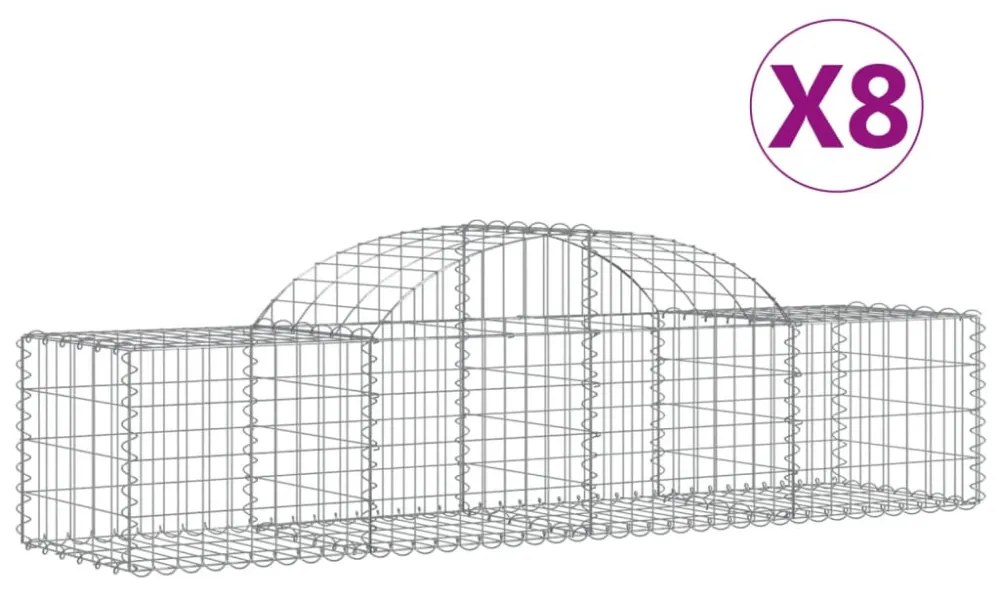 8 db íves horganyzott vas gabion kosár 200x50x40/60 cm