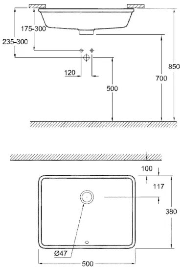 GROHE 3948000H - Mosdókagyló CUBE CERAMIC 492 × 370 mm kerámia/fehér