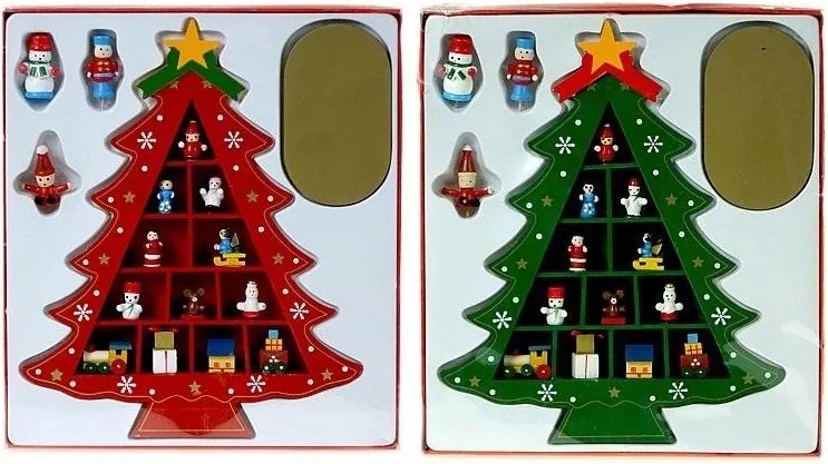 Dekoratív karácsonyfa fa díszekkel