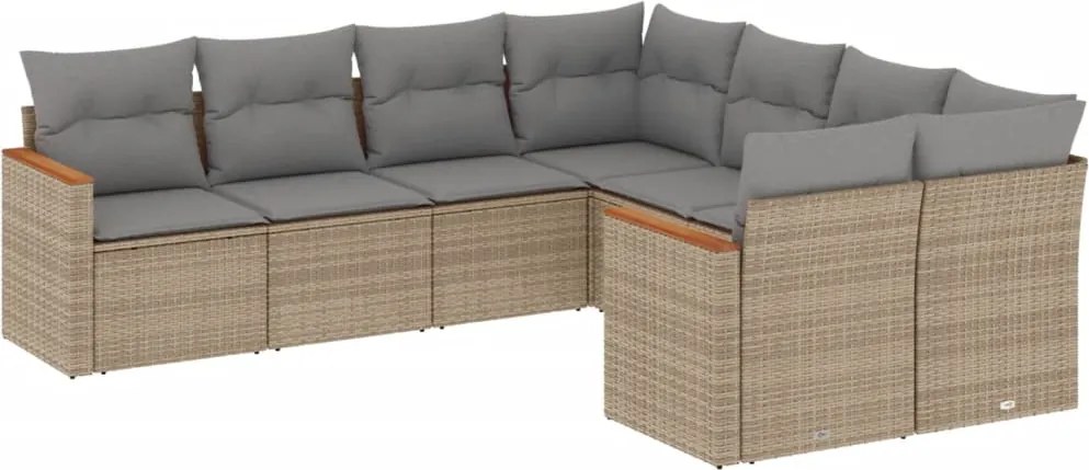 vidaXL 8 részes vegyes bézs polyrattan kerti ülőgarnitúra párnákkal