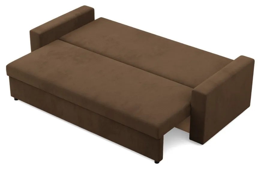 Zeus kanapéágy, szövet anyag, hab töltet, egyenes kartámasz, barna