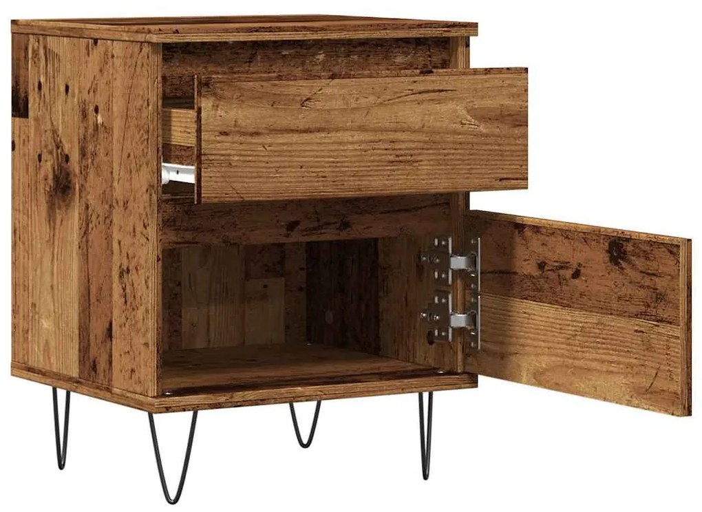 Antik fa színű szerelt fa éjjeliszekrény 40 x 35 x 50 cm