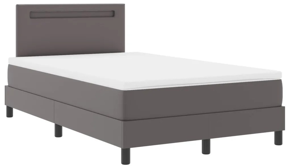 Boxspring Ágy Matraccal – Szürke Kis Dupla Műbőr