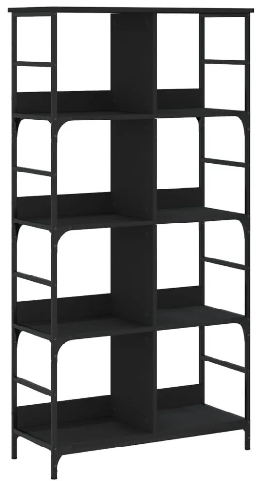 fekete szerelt fa könyvespolc 78,5 x 33 x 153 cm