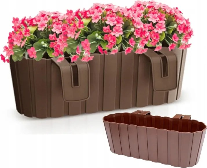 Erkély kaspó korláthoz barna 38 cm