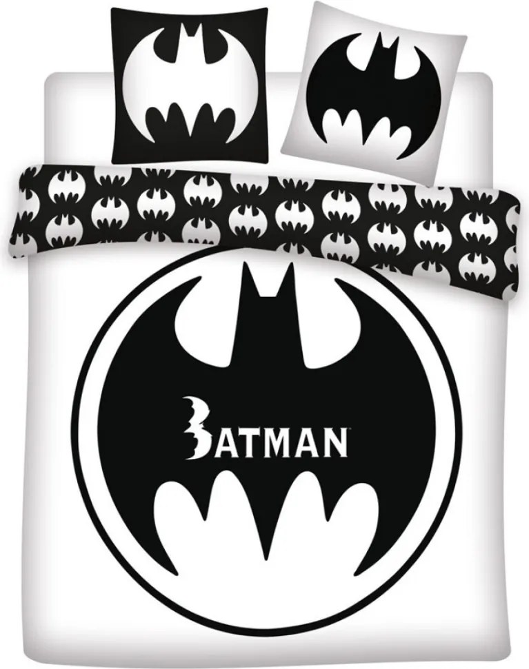 Batman White dupla, kétszemélyes ágyneműhuzat 240×220cm, 65x65 cm