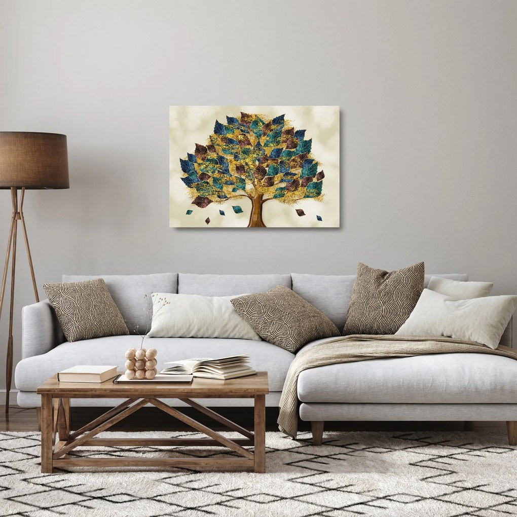 Üveg kép - Dekoratív fa (70x50 cm)