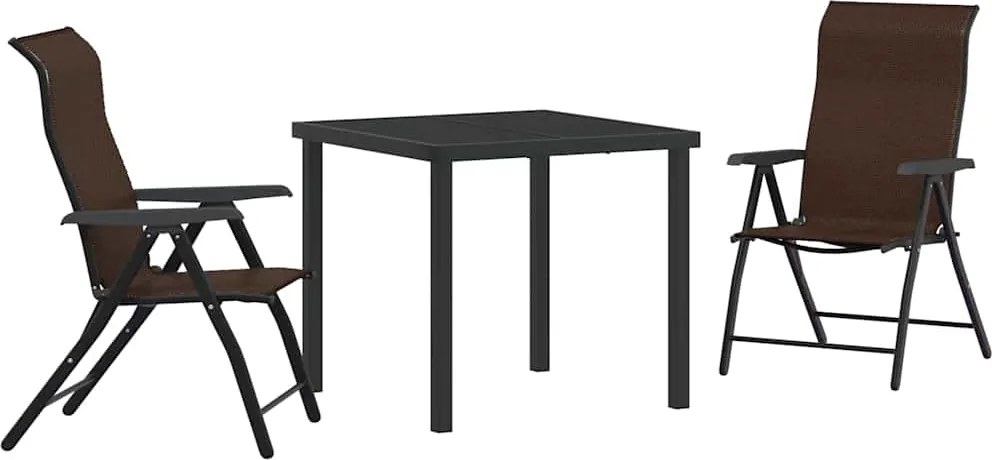 vidaXL Kert étkező szett 3 pcs Barna Porszórt acél