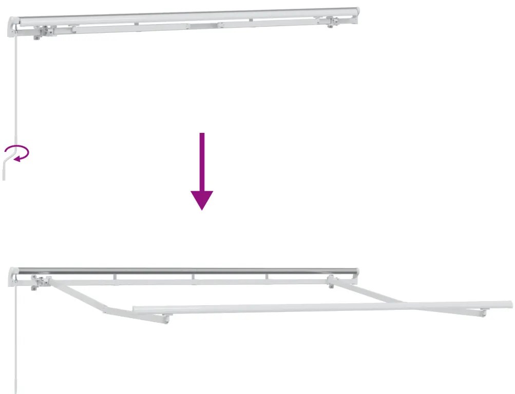 Kézi Behúzható Napernyő Piros és Fehér 350x200 cm
