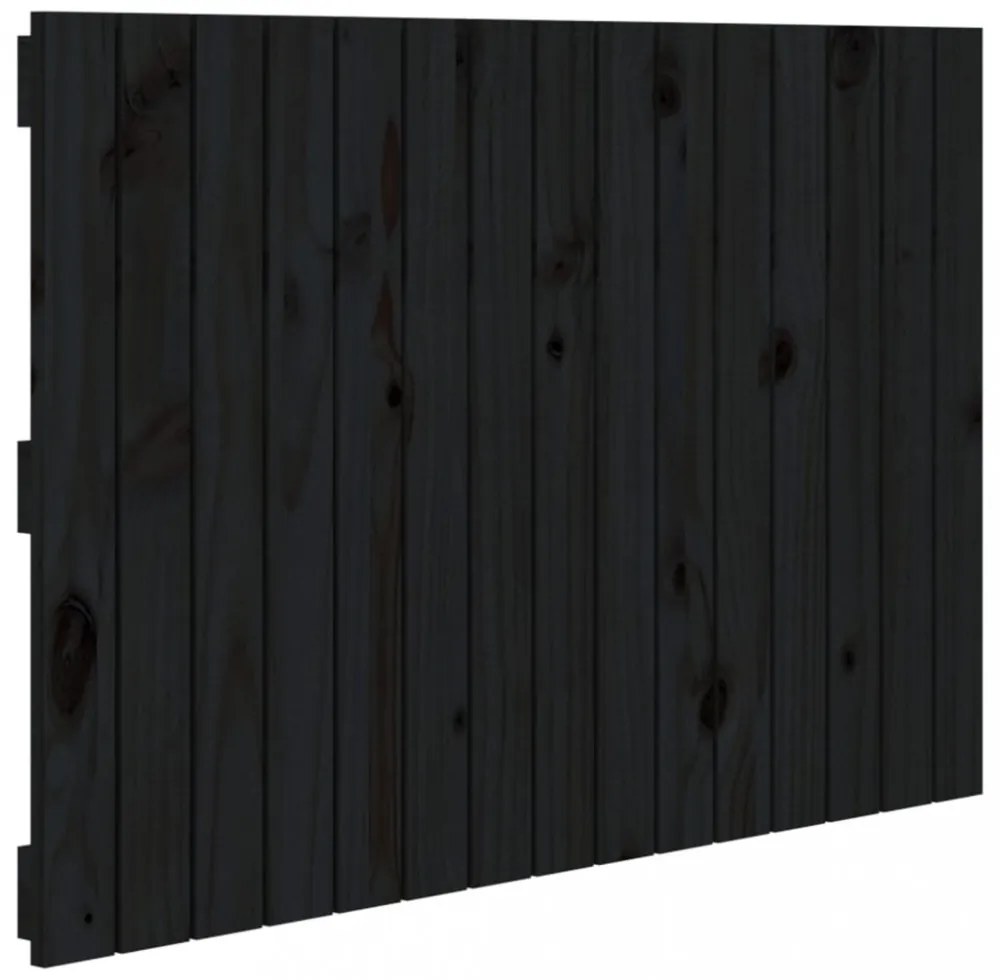 fekete tömör fenyőfa fali fejtámla 95,5 x 3 x 60 cm
