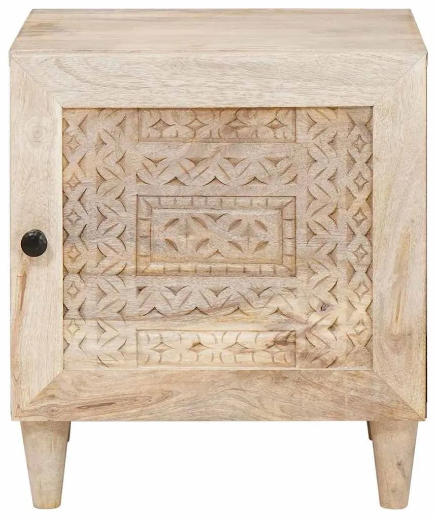 Éjjeli asztal 2 pcs Bézs 40 x 33 x 46 cm tömör mangófa