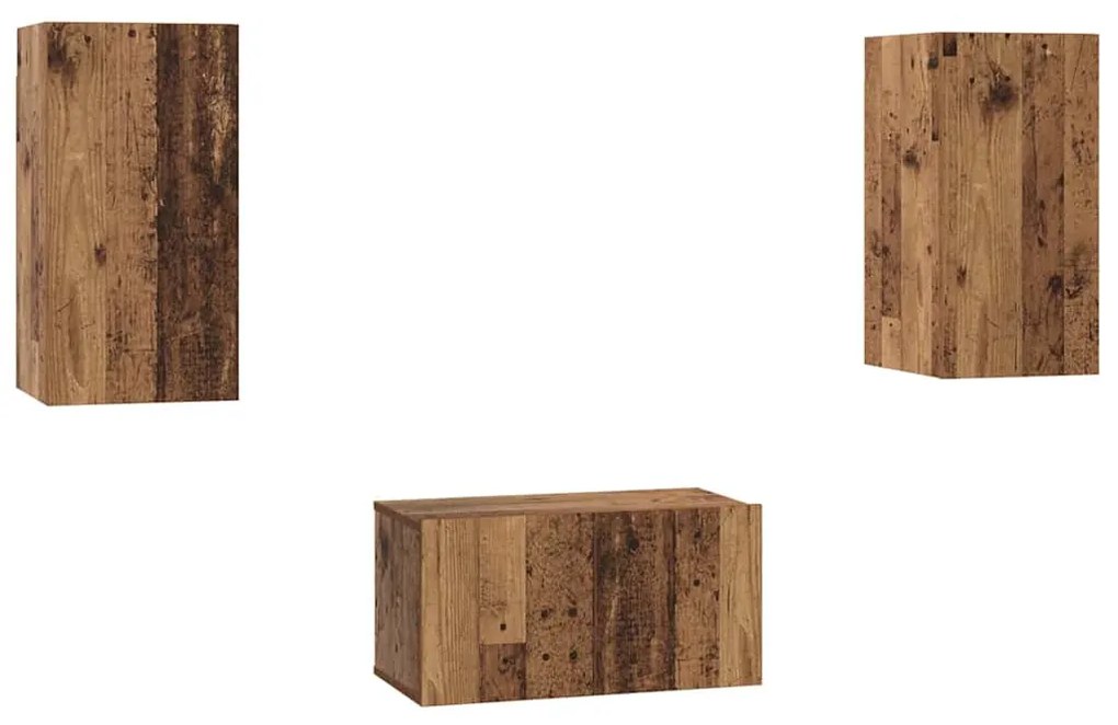 TV szekrény garnitúra 3 pcs Régi fa 60 x 30 x 30 cm Faanyag