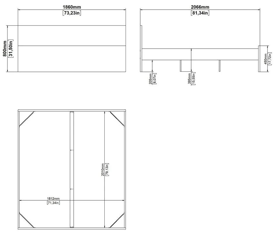 Natúr színű franciaágy ágyrács nélkül 180x200 cm tölgyfa dekorral Naia – Tvilum