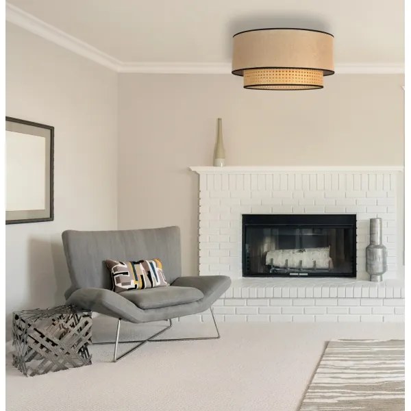 Duolla - Mennyezeti lámpa BOHO 1xE27/15W/230V átm. 45 cm bézs/rattan