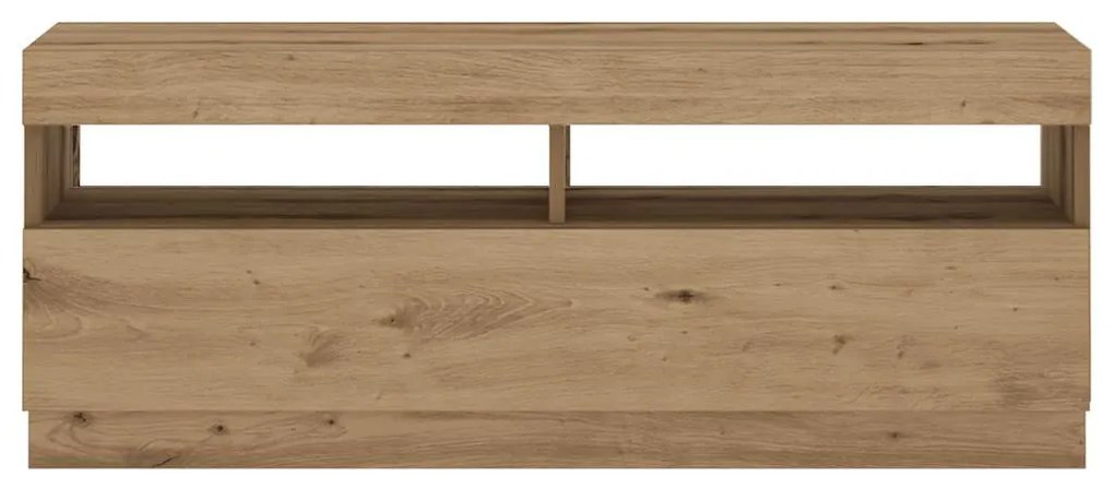 kézműves tölgy szerelt fa TV-szekrény LED-ekkel 100x35x40 cm