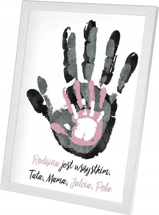 Poszter "a család minden" 4 személyes, fehér keretben