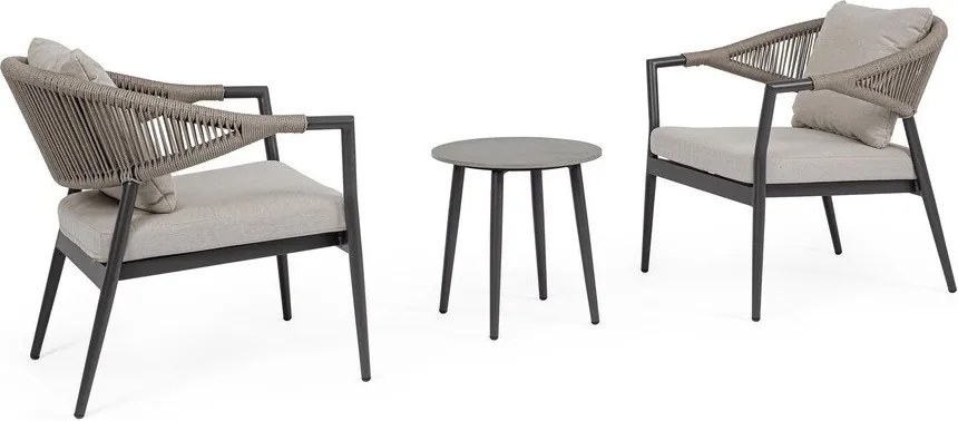 Khaki-szürkésbarna alumínium kétszemélyes kerti lounge szett Millor – Bizzotto