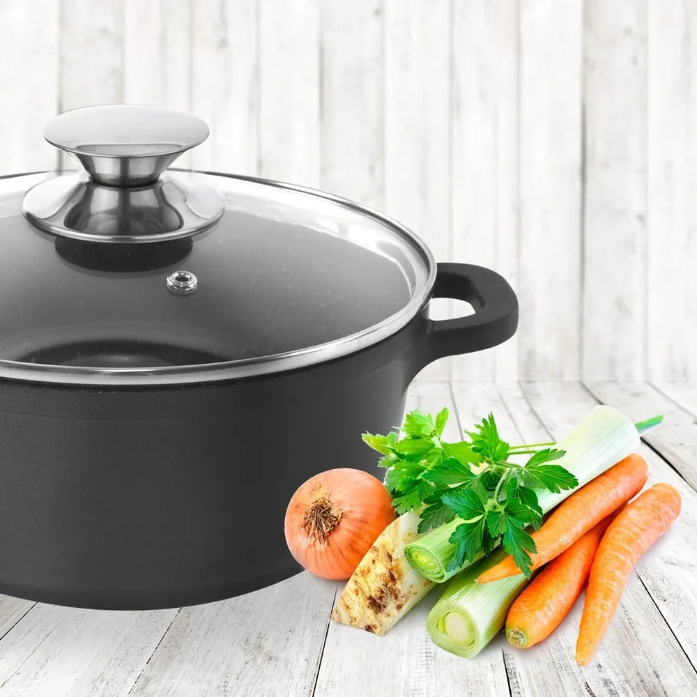 Grande tapadásmentes, alumínium edény üvegfedővel, ⌀ 24 cm - Orion