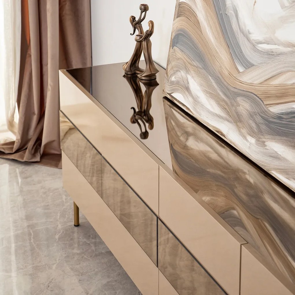 Leon TV-állvány, bronz-arany, 180 cm