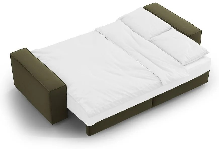 Zöld bársony kinyitható-tárolóhelyes kanapé 247 cm Jodie – Micadoni