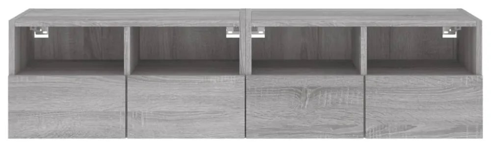 2 db szürke sonoma színű szerelt fa fali TV-szekrény 60x30x30cm