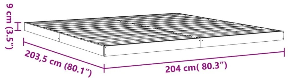 viaszbarna tömör fenyőfa ágykeret 200 x 200 cm