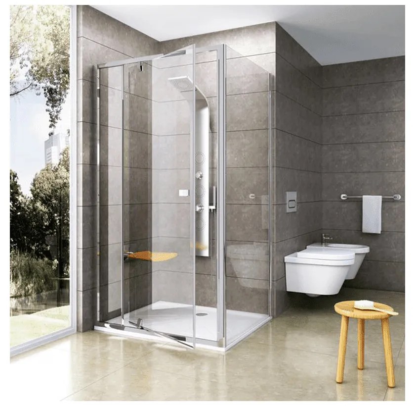 RAVAK Pivot PPS-90 fix oldalfal, szatén + Transparent