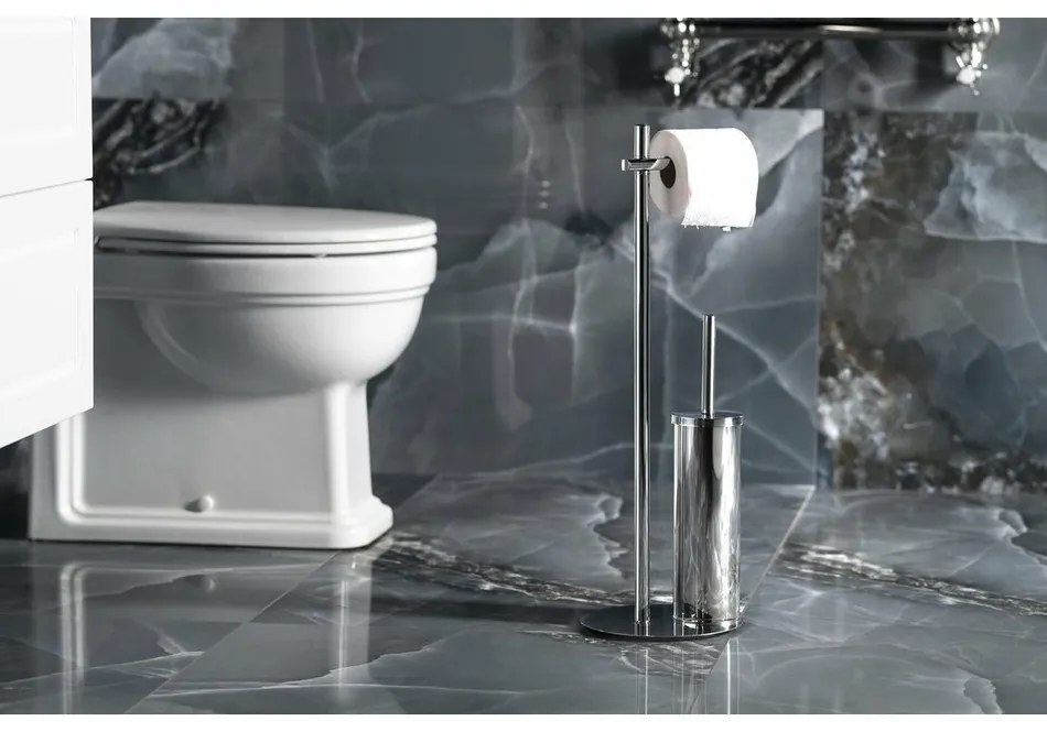 GEDY 143213 Circe állvány WC-papír tartóval ésWC-kefe tartóval, kerek, króm