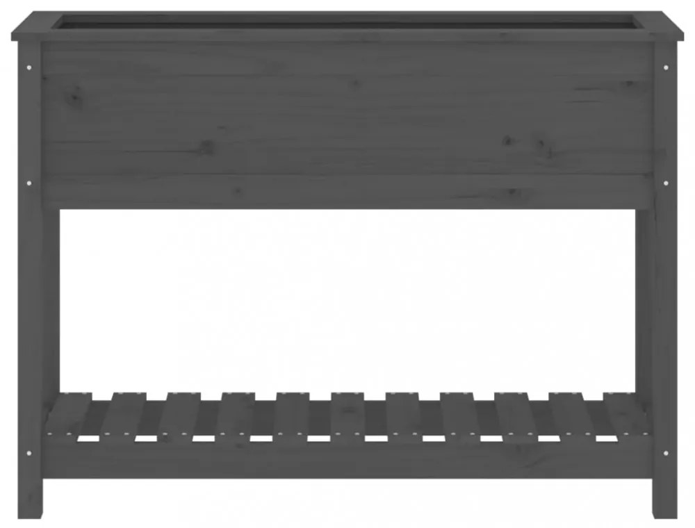 szürke tömör fenyőfa növénytartó polccal 111,5x34,5x81 cm