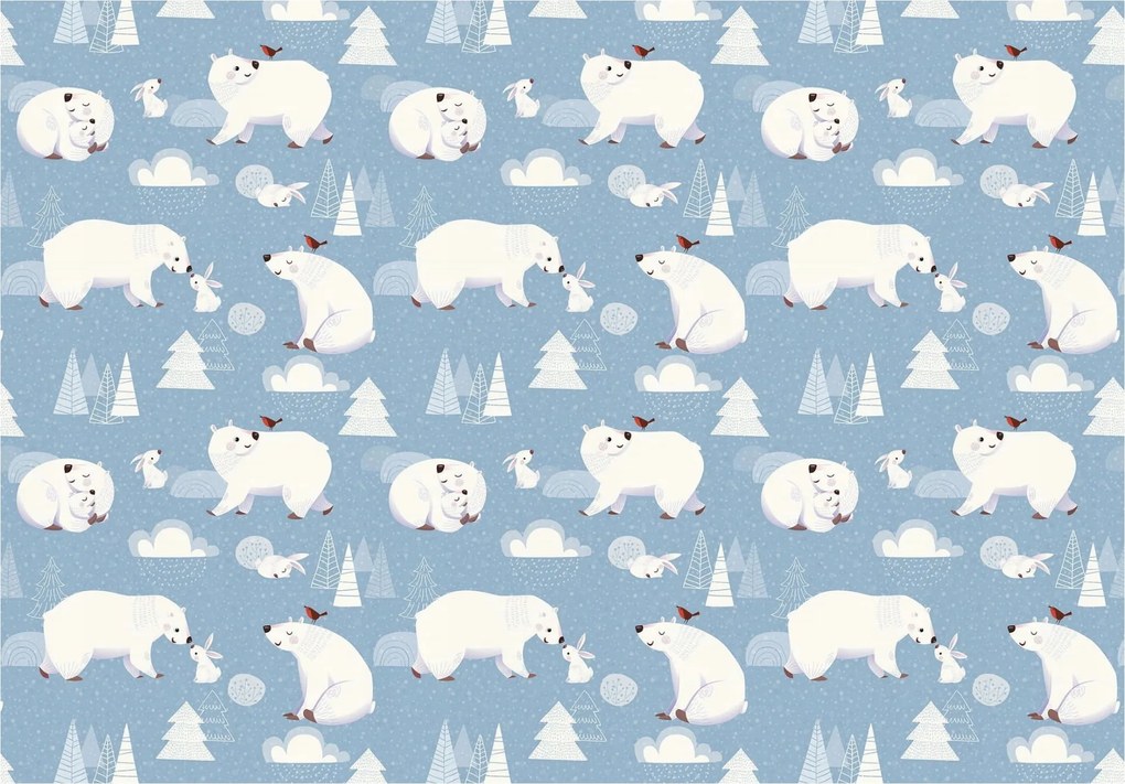 Fotótapéta Maci Nyuszival Tél Erdő 416x254 Gyerekeknek a szobába +ragasztó