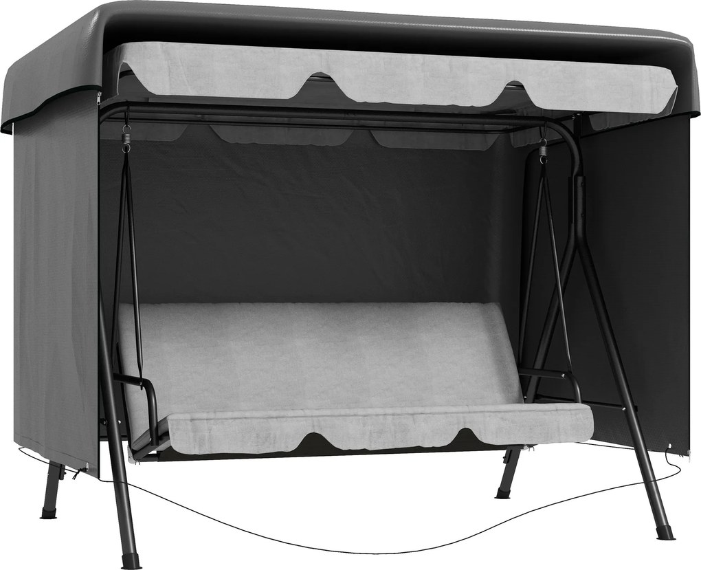 Outsunny Függőágy Takaró Kert Függőágy Takaró Kültéri Függőágy Takaró Cipzárral Vízálló 215x155x150 cm Sötétszürke | Aosom