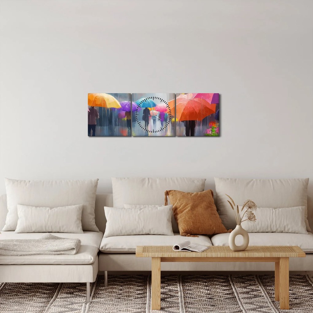 Kép - Esős nap (órával) (90x30 cm)