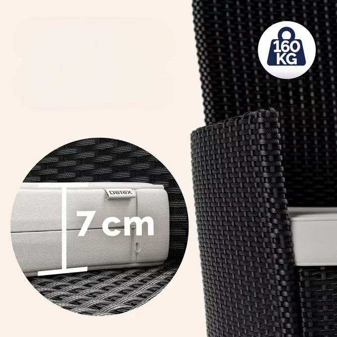 Casaria® Berlin 1+6 kerti polyrattan bútor szett - fekete