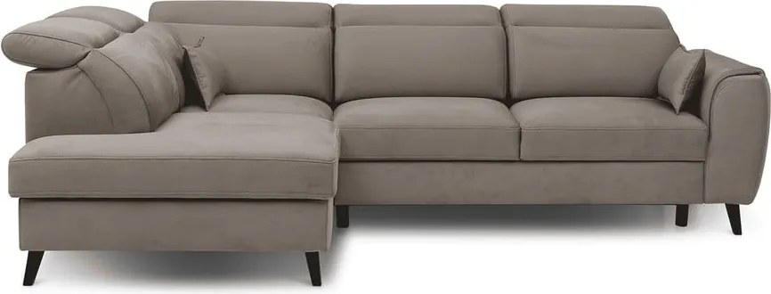 Bézs bársony kinyitható-tárolóhelyes sarokkanapé (bal oldali-L alakú) Noble – ELTAP