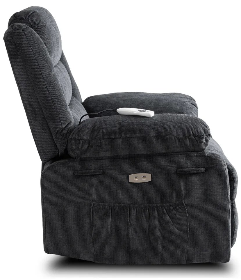 Elektromosan Vezérelhető Masszázsfunkciós Relaxfotel Fekete Színben. JASPER