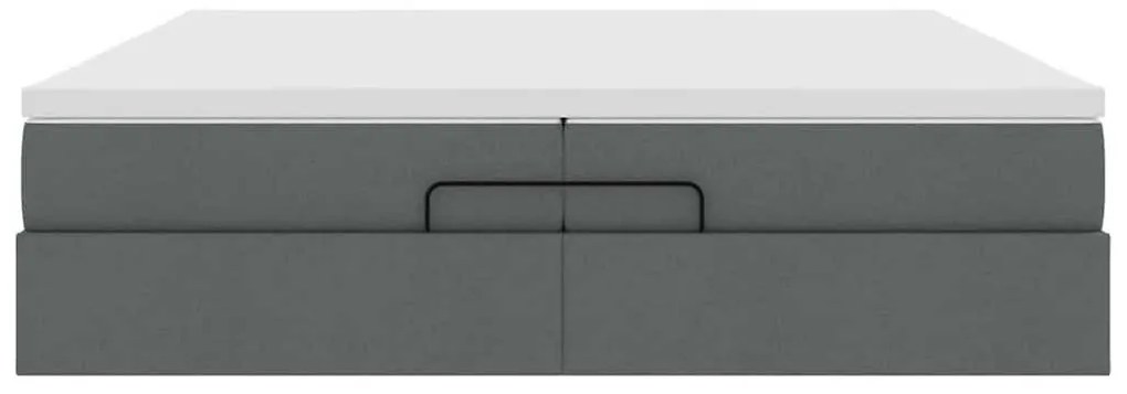 Ottomán ágykeret matracokkal Sötét szürke 200x200cm szövet