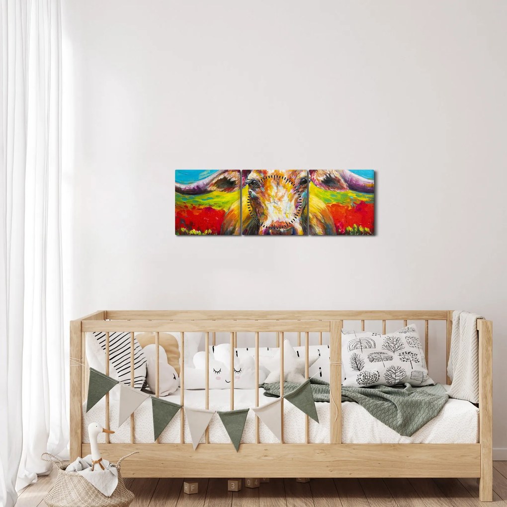 Kép - Festett tehén (órával) (90x30 cm)