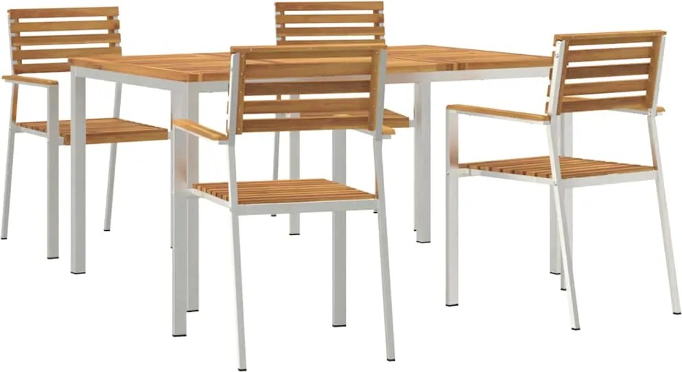 vidaXL Kert étkező szett 5 pcs Barna Tömör Akácfa