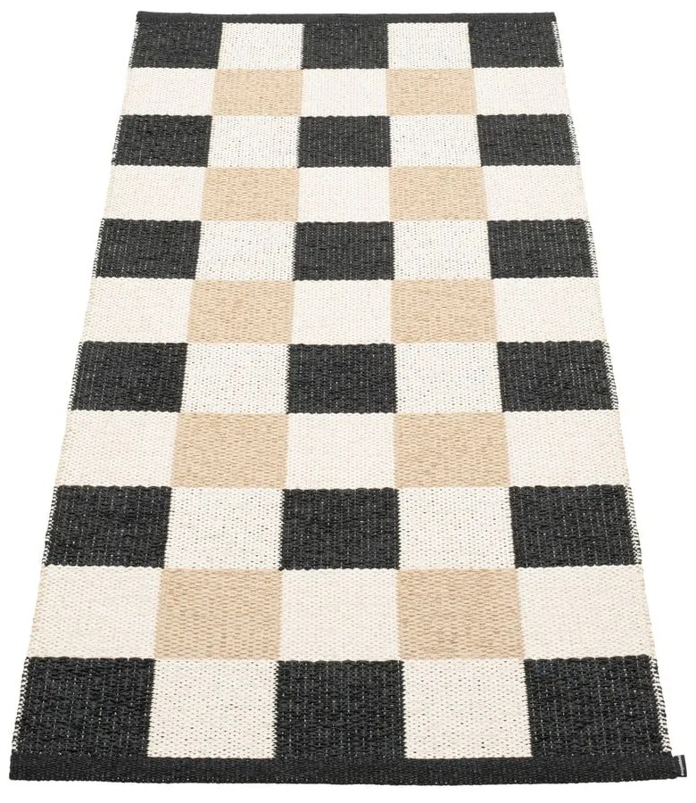 Fekete-krémszínű kültéri-beltéri futószőnyeg 70x160 cm Pix Black Vanilla – Pappelina