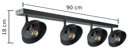 Spotlámpa FAUN 4xE27/60W/230V fekete