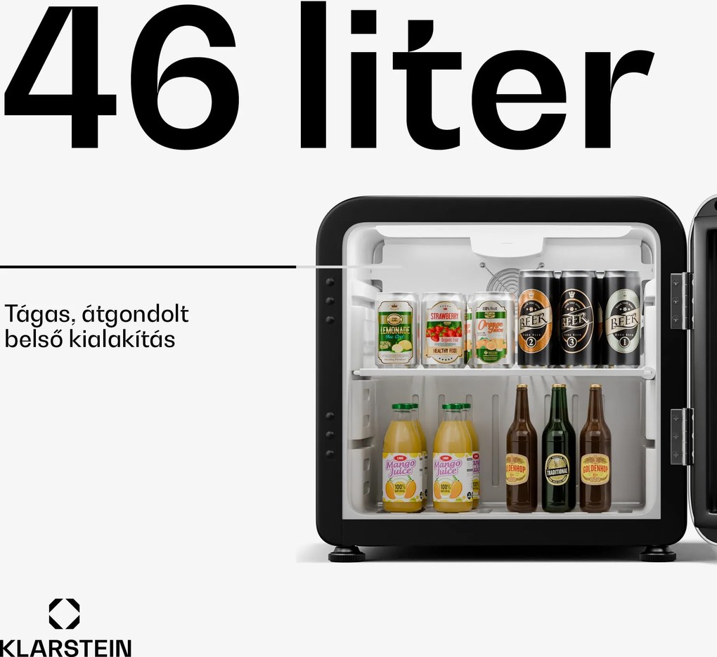 Klarstein Audrey Evo italhűtő, Rretro kivitel, üvegajtó, 46 L, EEK C