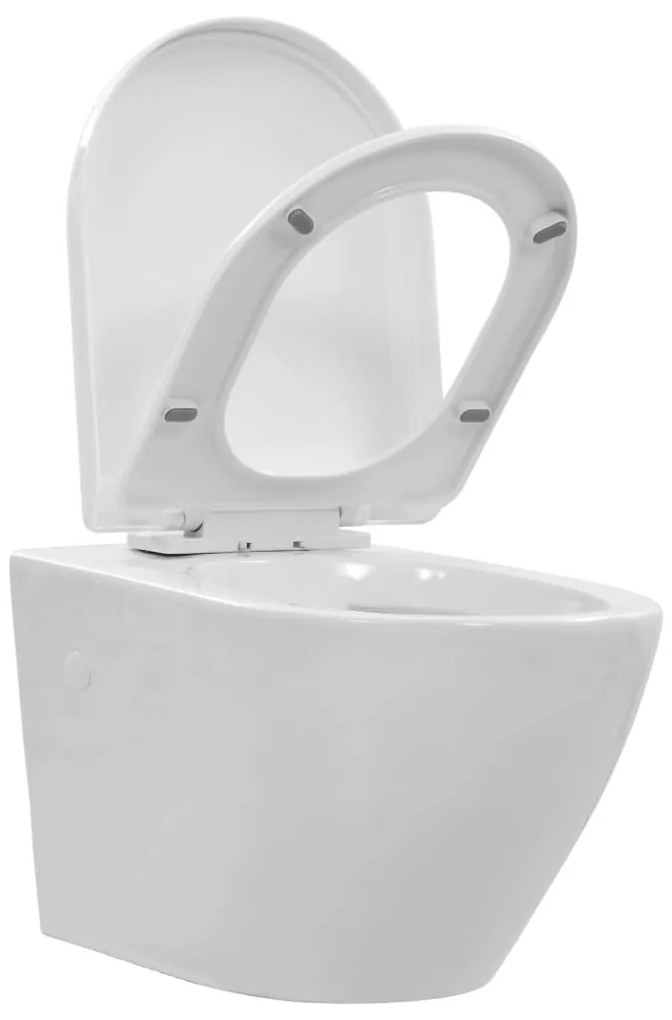 Fehér kerámia perem nélküli fali WC
