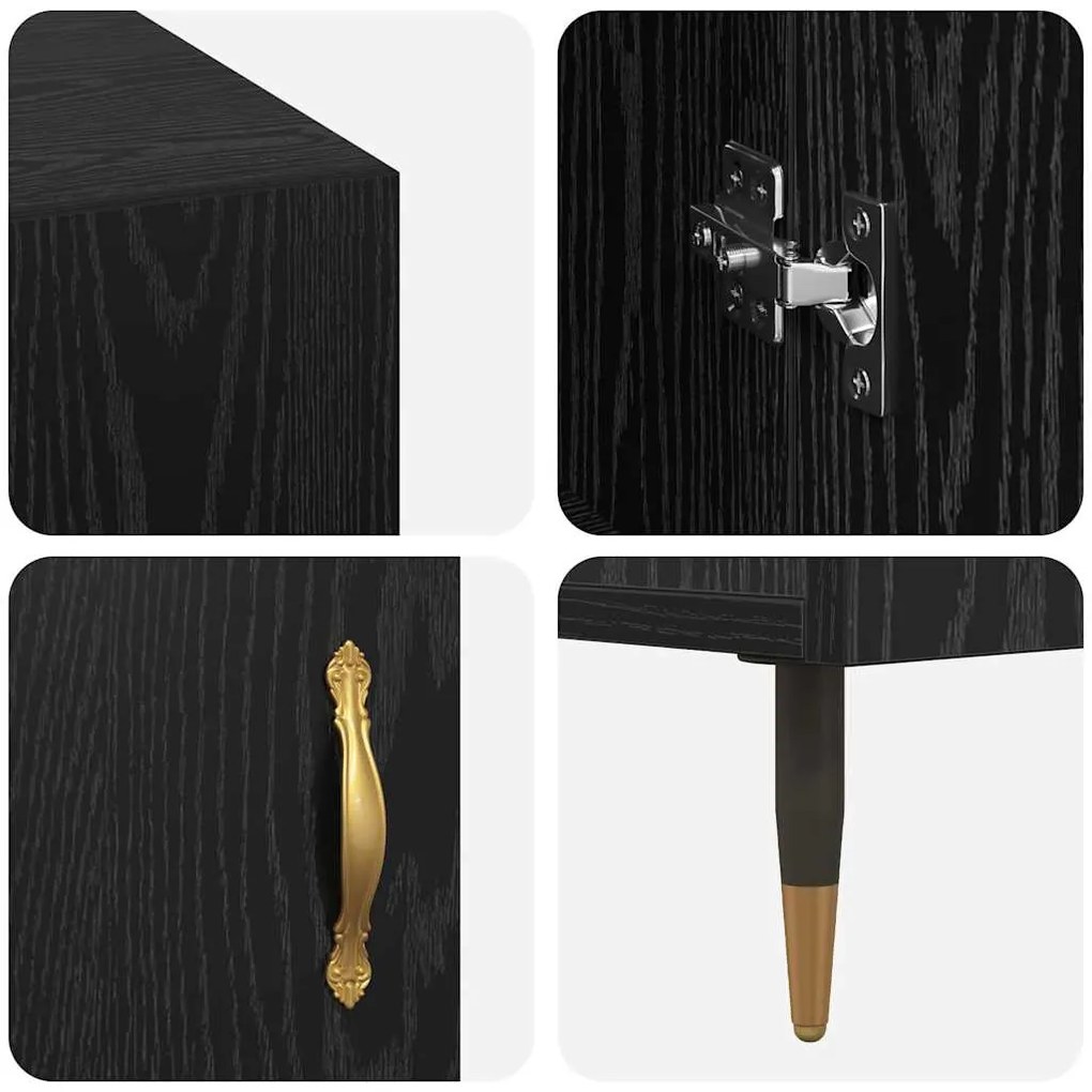 Asztal polcokkal tárolóval Musta tammi 140 x 50 x 75 cm Faanyag