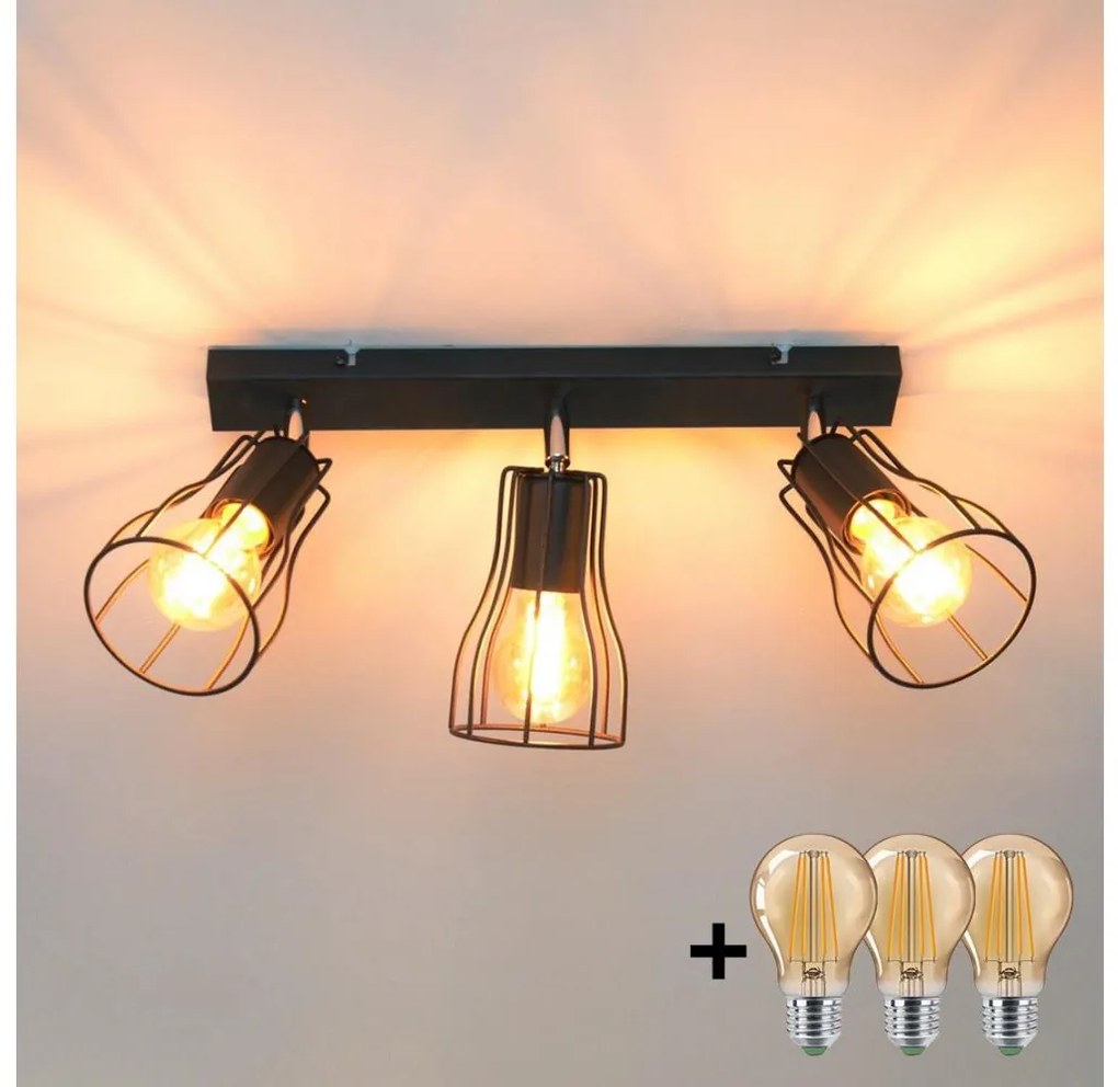 LED Spotlámpa TUBE II 3xE27/15W/230V fekete