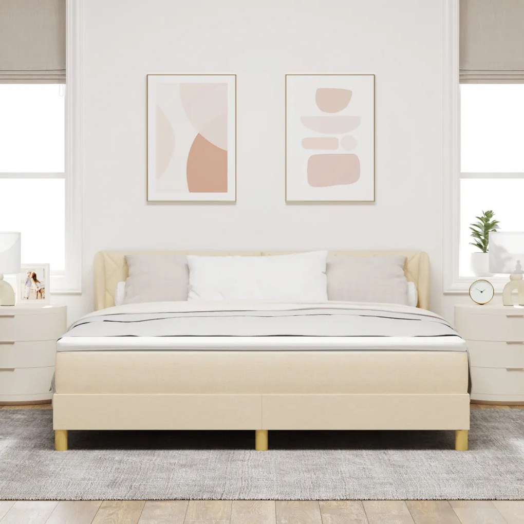 Boxspring Ágy Matraccal - Krém - 180x200 cm - Szövet